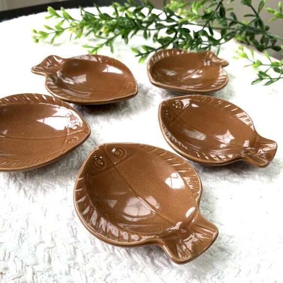 Vtg 5pc Ceramic Dipping Sauce Mini Trinket Dish Set - Picture 2 of 11